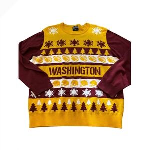 Exclusion Washington Football Ugly Christmas Sweater Mens XXL Burgundy Gold Knit